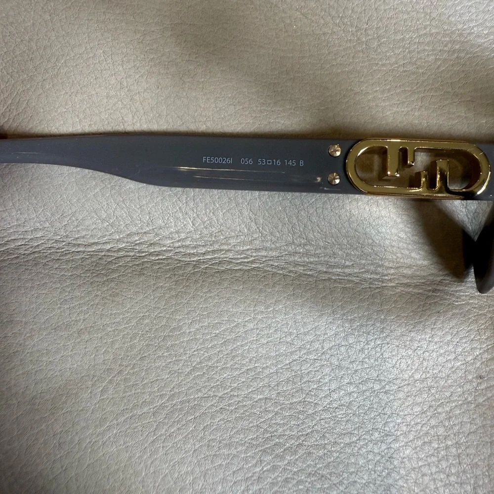 Fendi Gray Cat-Eye Glasses with Gold Filigree